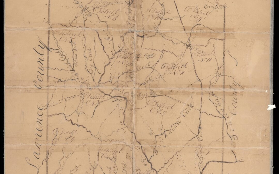 Giles County Map Showing Civil Districts (1836)